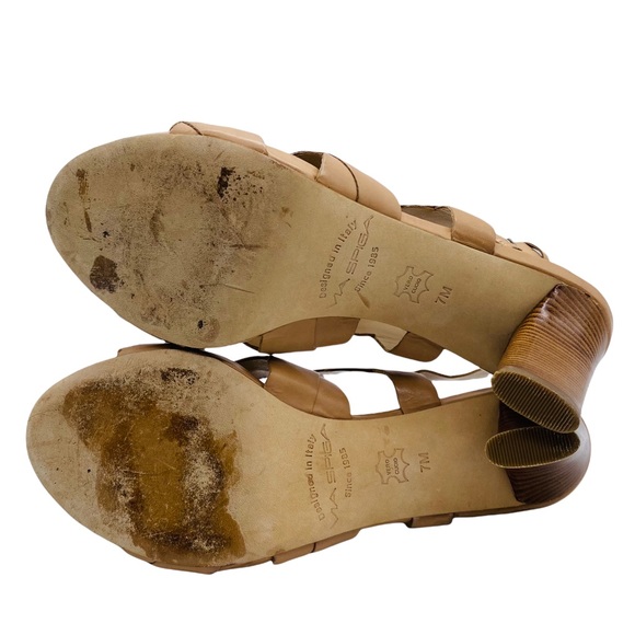 Via Spiga All Leather Peep Toe Block Heel Sandal Size 7 - Picture 9 of 15